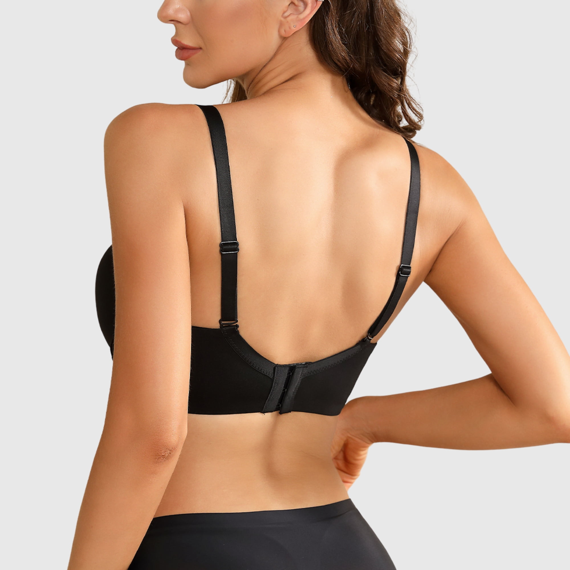 YANDW Push-up Padded Bras for Women Plunged Underwire Support Bra Add One Cups, Black 36A