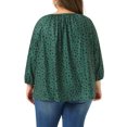 thumbnail image 4 of DARING DIVA  Women's Plus Crew Neck 3/4 Sleeve Blouse 2X Dark Green, 4 of 6