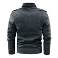 thumbnail image 4 of CHEEREAM Men's Faux Leather Jacket Vintage Stand Collar Motorcycle PU Leather Outwear Coat with Pockets Blue 3XL, 4 of 5