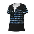 thumbnail image 3 of Wukai Navy Camouflage American Flag Casual V-Neck Graphic Tees for Women: Lightweight and Breathable Summer Tops with Stylish Design-X-Large, 3 of 8