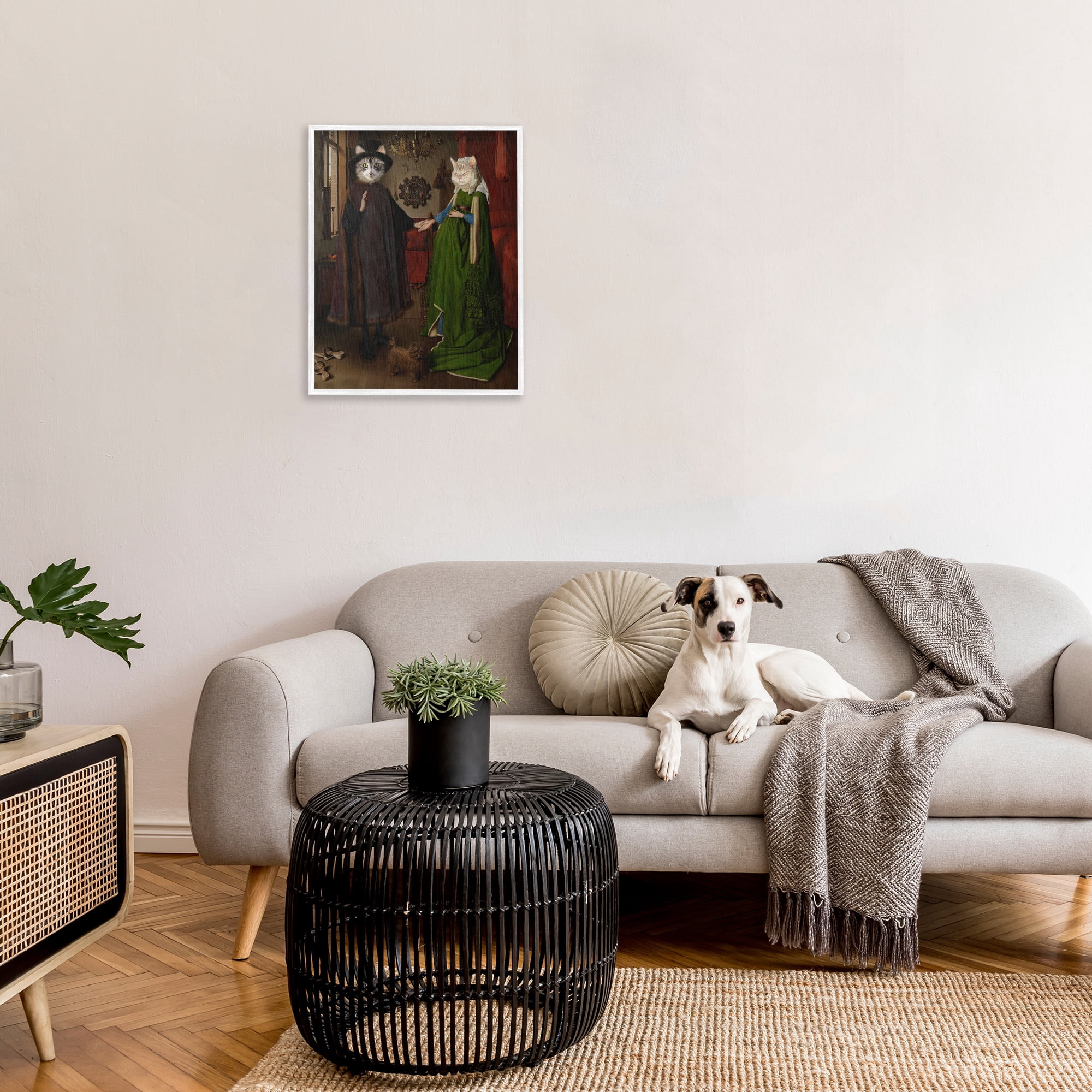 Stupell Industries Classic Painting with Cats Animals & Insects Painting White Framed Art Print Wall Art, 24 x 30