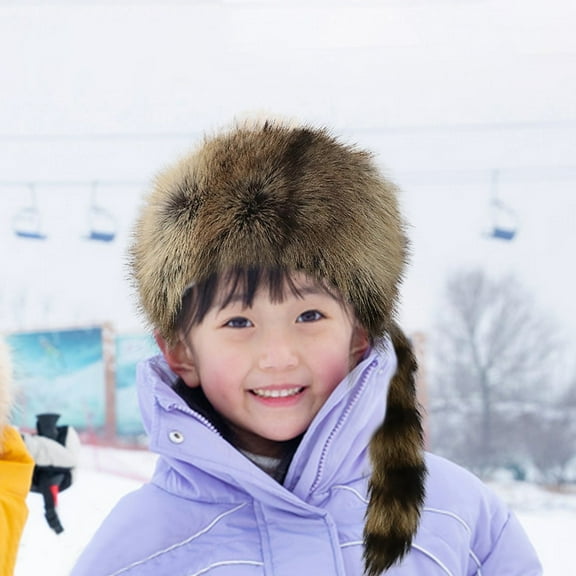 Pavied Cowboy Hat,Beanie,Women Faux Hat Costume Coonskin Hat For Children Plush Light Brown Raccoon Tail Cap,Wide Brim Hats,Summer Hats Clearance Sale!