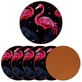 thumbnail image 2 of Flamingo 6PCS Round Car Coasters, Microfiber Leather Cup Holders for Car, 11x11 cm/4.3x4.3 in, Absorbent Car Coaster Set of 6, Car Accessories for Women and Men, 2 of 6