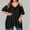 Black, variant on IUYRTFE Women's Cold Shoulder Lace Trim V Neck Top Short Sleeve Loose Fit Summer Casual Blouse Plus Size