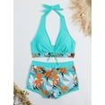 thumbnail image 7 of 2024 Halter Bikini Set Short Swimsuit Women High Waist Swimwear Female Printed Bathers Swimming Bathing Swim Suit Beachwear, 7 of 7