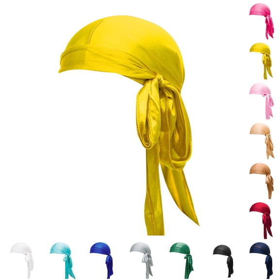 HNMKIU Silk Durag Bucket Hat for Braids Locs Versatile Headwear Men Women Fashion Accessory Yellow,one size
