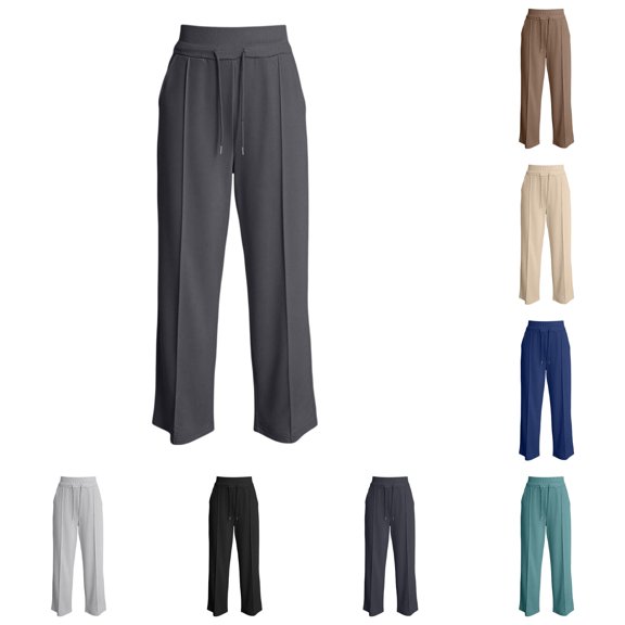 WhouRiu Girls Casual Sweatpants Solid Color Drawstring Waist Loose Straight Leg Jogger Pants Kids Comfortable Versatile Everyday Trousers,5-6 Years