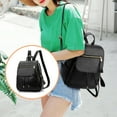 thumbnail image 3 of Women PU Backpack Large Capacity Travel Organizer Zipper School Solid Color Causal Adjustable Handbag Rucksack Tote Shoulder Bag Black, 3 of 8