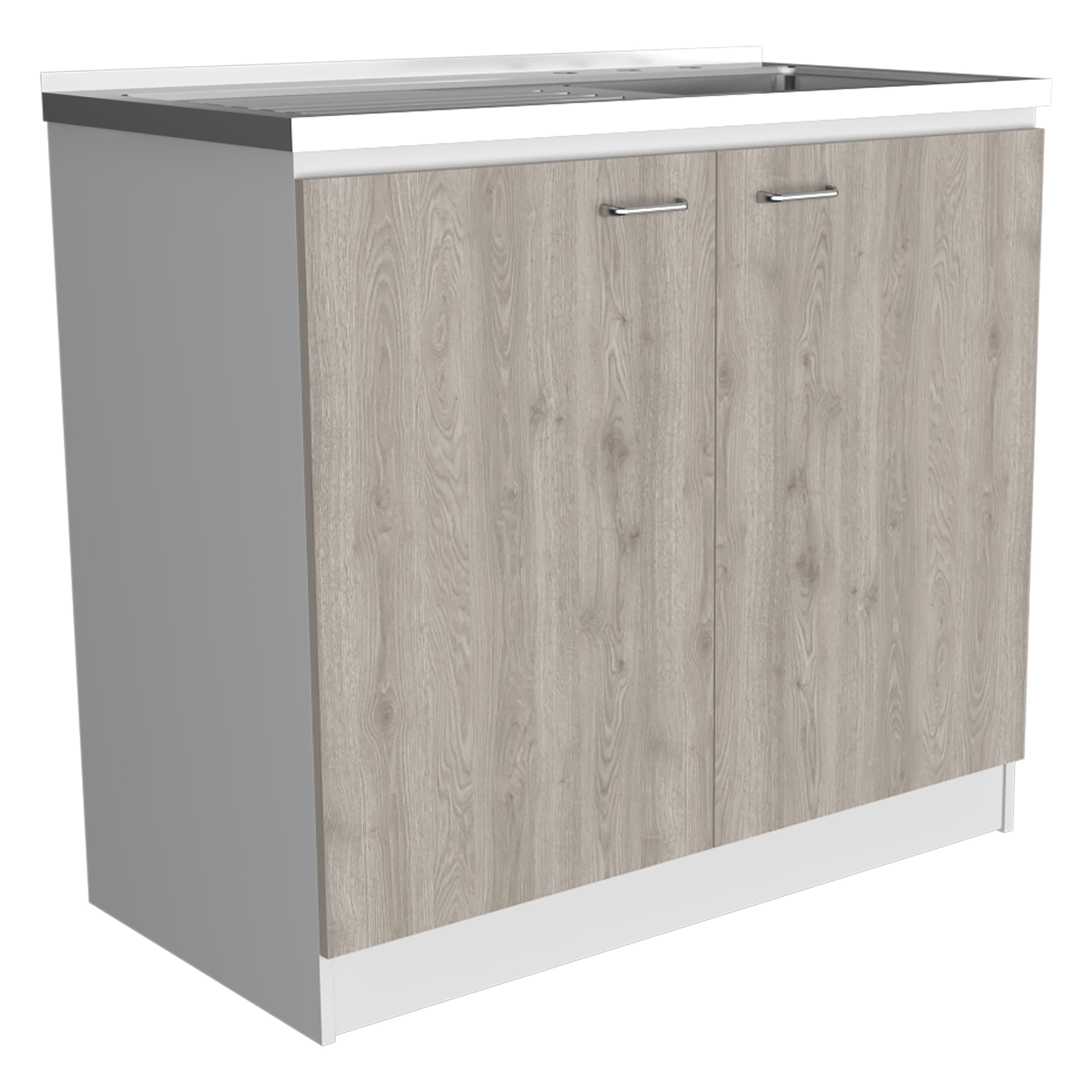 Rainlex 39" Freestanding Utility Sink Cabinet with Stainless Steel Countertop, Double Utility Basins, Soft-Close Storage Doors