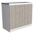 thumbnail image 3 of Izzovium Utility Sink Vernal Kitchen Base Cabinet with Stainless Steel Sink, 20.5x39.3x35.4in, Smokey Oak/Light Gray, Particle Board, Easy Assembly, Durable Storage, 3 of 6
