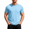 thumbnail image 4 of Leey-World Men's Cotton T-Shirts Oversized Unisex Short Sleeves Casual Loose Wash Solid Basic Tee Tops T Shirts Men(Light Blue,3XL), 4 of 6