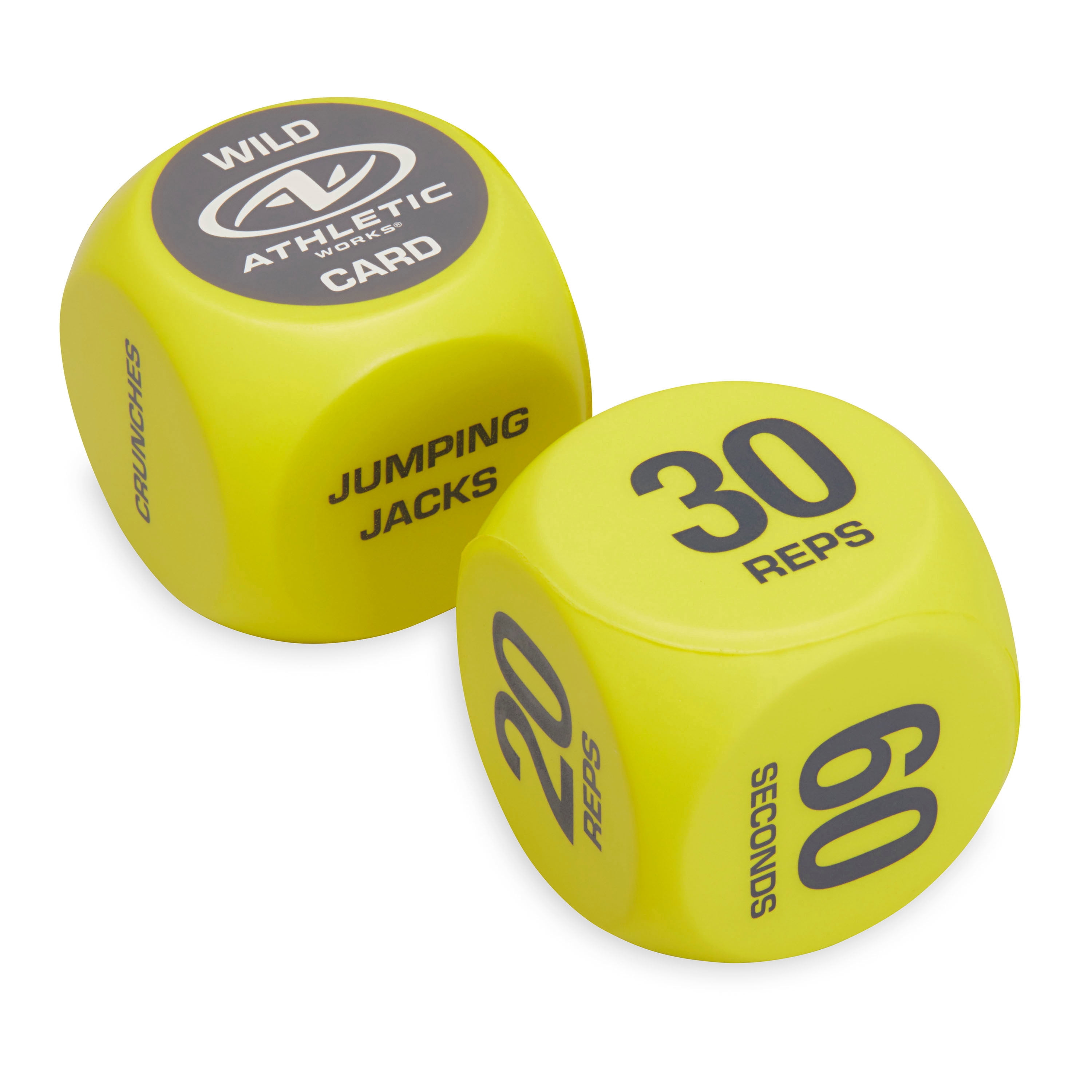 Athletic Works Exercise Workout Dice, 6-Sided, Foam, 2 Count, Yellow, Adult, 2 Count, Ages 18+