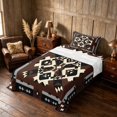 thumbnail image 3 of Manfei Southwest Tribal Twin Sheets, Geometric Aztec Bedding, Brown Black, Black Reversible 3-Piece1 Flat Sheet + 1 Fitted Sheet + 1 Pillowcase, 3 of 6