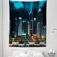 thumbnail image 1 of City Tapestry, Shanghai China Office Building Skyscrapers Night View Scenery Modern View, Fabric Wall Hanging Decor for Bedroom Living Room Dorm, 5 Sizes, Dark Teal and Burgundy, by Ambesonne, 1 of 1