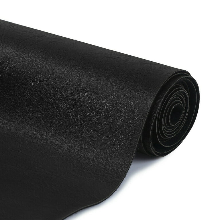 1-40 Yards Faux Leather Fabric Solid Black Upholstery Marine Vinyl
