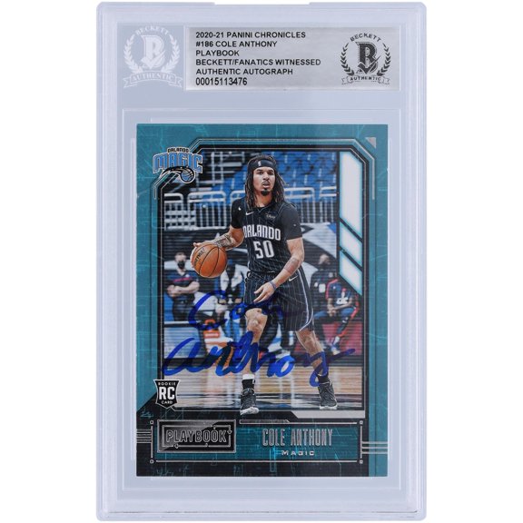 Cole Anthony Orlando Magic Autographed 2020-21 Panini Chronicles Playbook #186 Beckett Fanatics Witnessed Authenticated Rookie Card - Fanatics Authentic Certified
