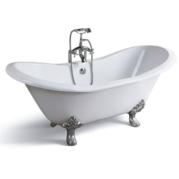 Vintage Tub & Bath Grace 72 Inch Cast Iron Double Slipper Tub - No Faucet Drillings