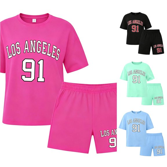 Girls Printed T Shirt Shorts Casual Summer Streetwear Outfit For Kids Daily Play Girls Casual Outfit Sets