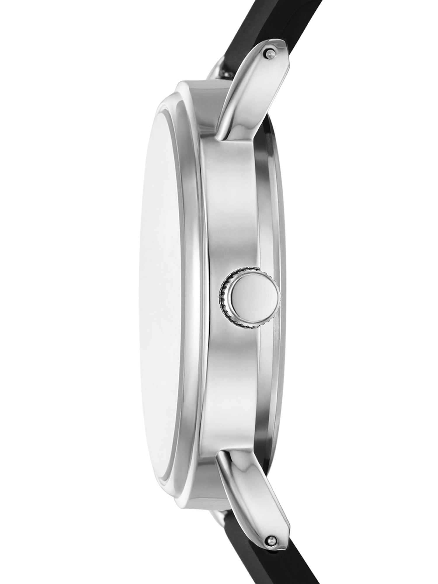 Time and Tru Ladies' Watch, Silver Round Case, Silver Easy to Read Dial and Black Smooth Silicone Strap (FMDOTT094)