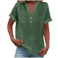 thumbnail image 7 of under 5!Sawvnm Women's Fashion Casual Solid Color Button V-neck T-shirt Top Short Sleeved V-neck Top/shirt Great Gift for Less, 7 of 7