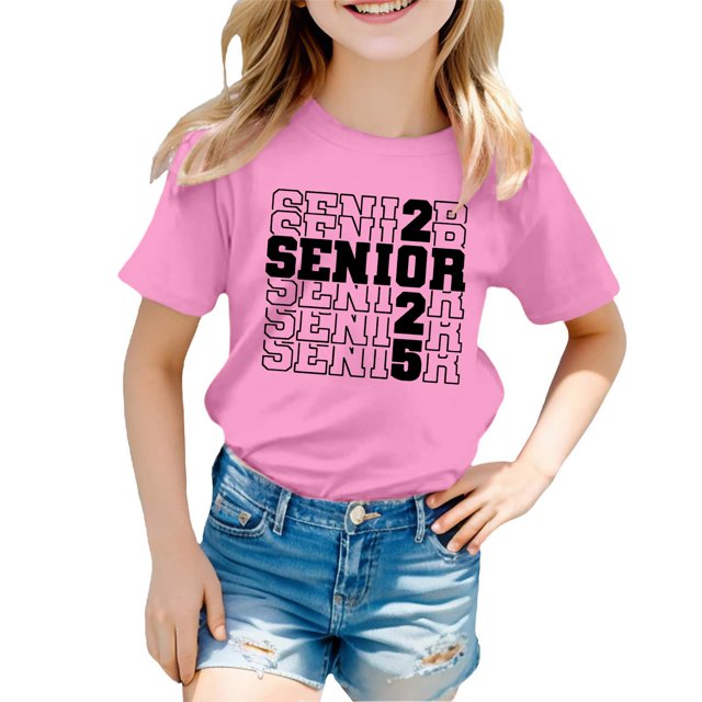 Mode Garçon et Fille Décontractée Imprimé Col Rond T-Shirt Manches Courtes Ample Haut Soutien-Gorge d'Entraînement Tunique Spatiale Chemises Fille Tout-Petit 6x Filles Cw la 100 Chemise Soutiens-Gorge Étagère pour Femmes Manches Courtes Longues Chemises pour