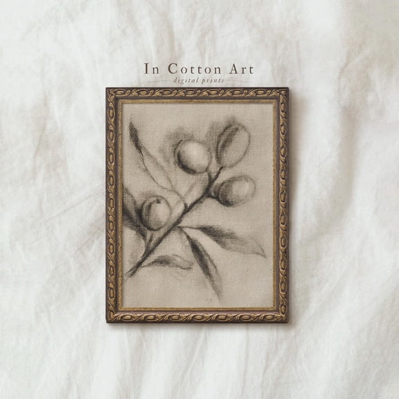 Minimalist Olive Branch Sketch Print Neutral Botanical Art, Unframed Paper Poster 8x10in