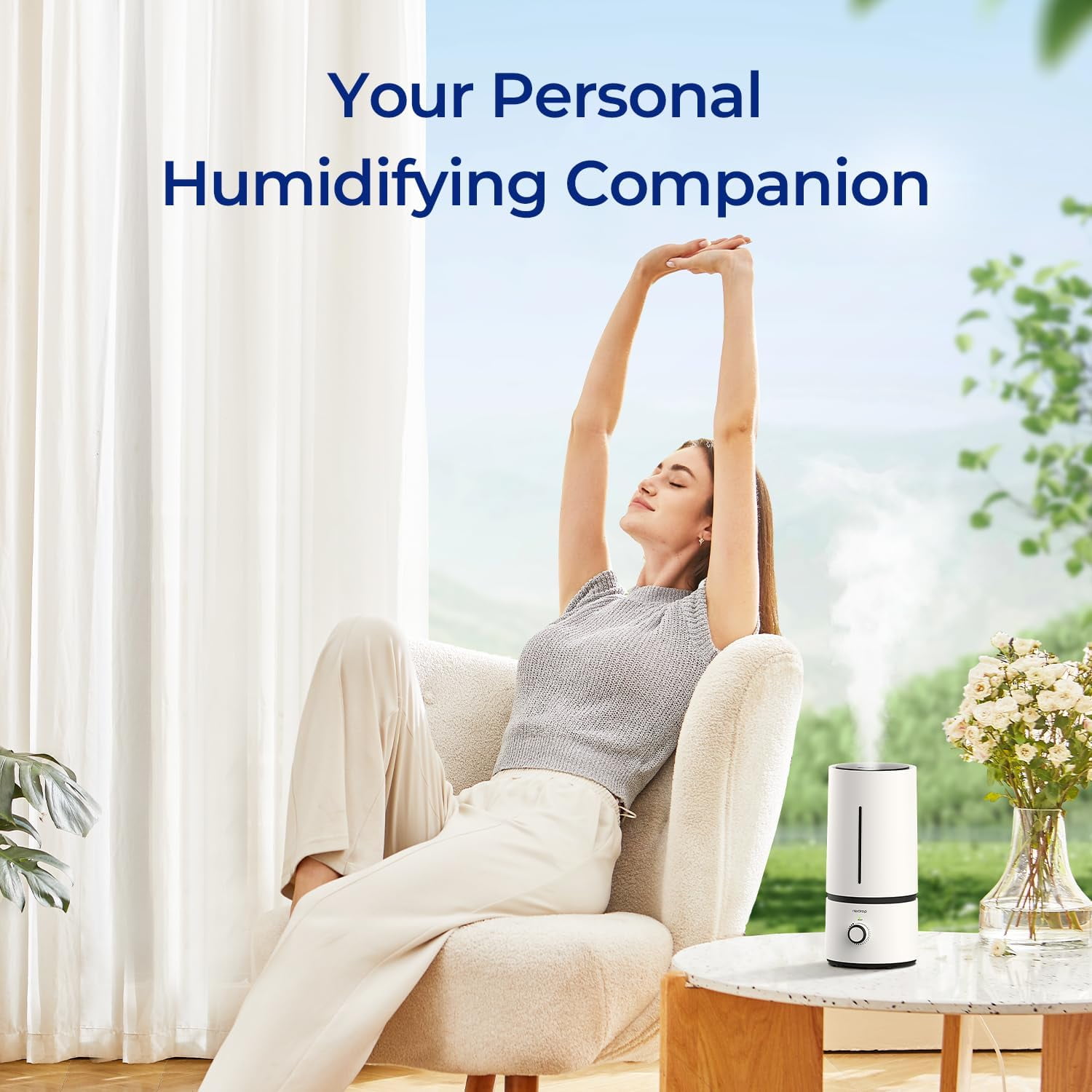 Cool Mist Humidifiers for Home Babies, 1.70 L Quiet and Small Ultrasonic Humidifier for Bedroom Nightstand, Space Saving, Auto Shut Off - (0.45 Gallon, US 110 V)