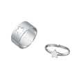 thumbnail image 4 of 1 par de anillos para niña boda anillo abierto ajustable lindo Simple, Plata estrella jinwen Anillos a juego, 4 of 7