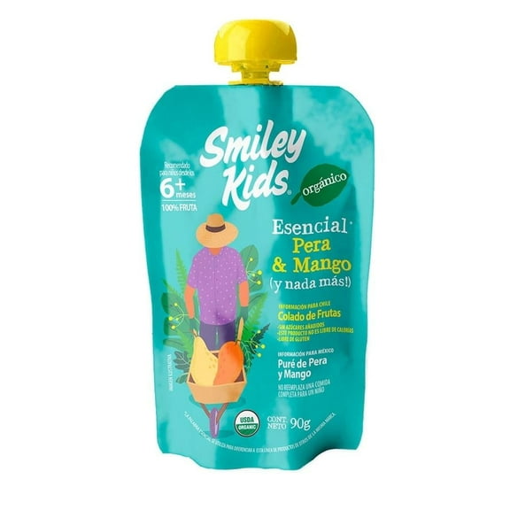 Papilla Orgánica Smiley Kids Pera y Mango 90 g