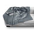 thumbnail image 3 of Animal Soft Flannel Fleece Throw Blanket, Wild Timber Wolf Portrait Hunter Exotic Creature Mystery Mammal Hunter Graphic, Cozy Plush for Indoor and Outdoor Use, 70" x 90", Slate Blue, by Ambesonne, 3 of 6