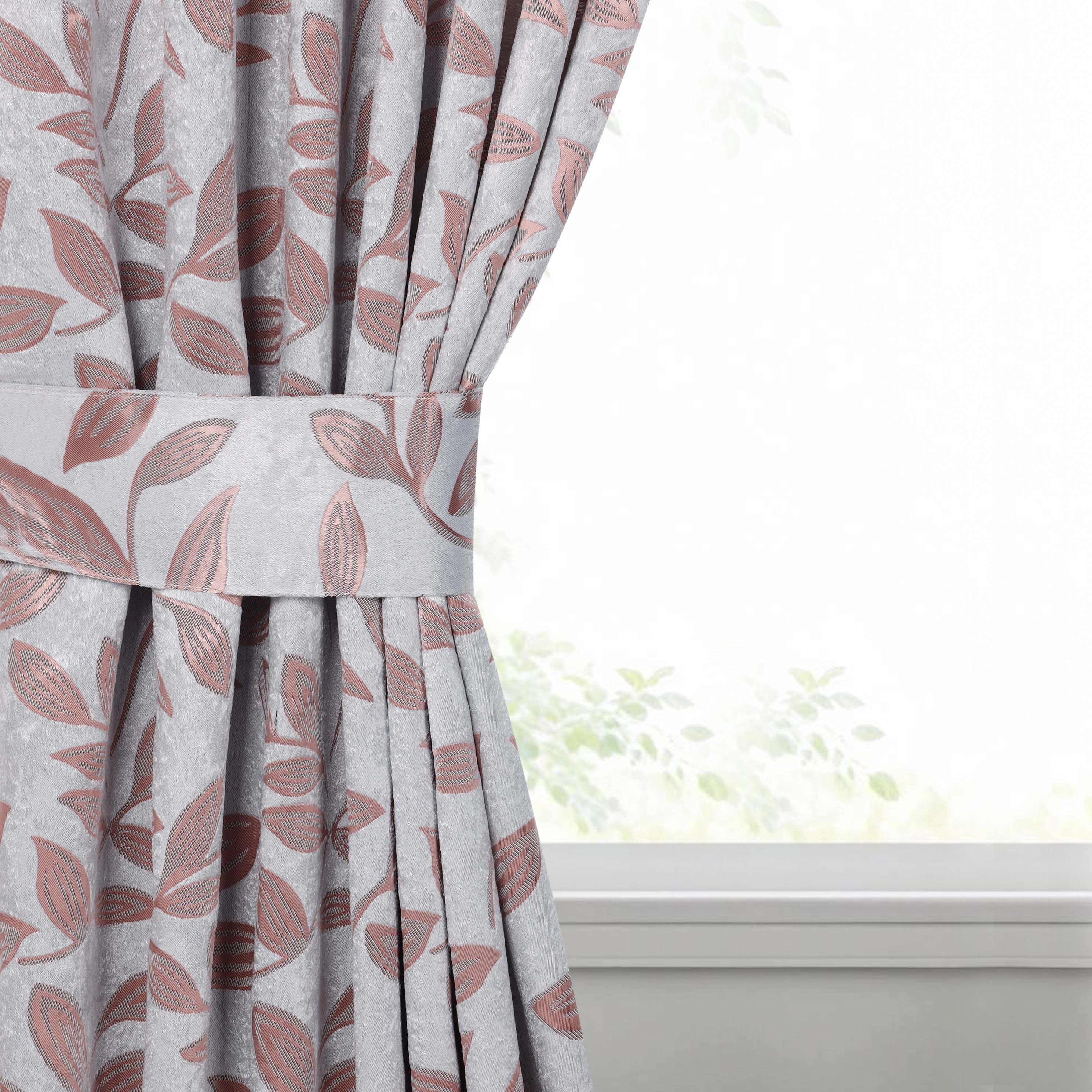 Superior Blackout Leaves Curtains Set of 2, Light Filtering Grommet Curtain Panel Set, Champagne, 46"W x 84"L
