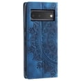 thumbnail image 3 of Case for Google Pixel 6 Wallet Case for Women Girls with Card Holder, Embossed Flower Pattern Magnetic Flip PU Leather Purse Protective Phone Cover for Google Pixel 6, Blue, 3 of 10
