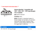 thumbnail image 2 of Exhaust Manifold - Compatible with 1991 - 1995, 1997 - 1999 Jeep Wrangler 4.0L 6-Cylinder 1992 1993 1994 1998, 2 of 2