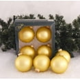thumbnail image 3 of Glass Christmas Tree Ornaments - 80mm / 3.25" [4 Pieces] Designer Balls from Christmas By Krebs Seamless Hanging Holiday Decor (Gold Velvet), 3 of 6