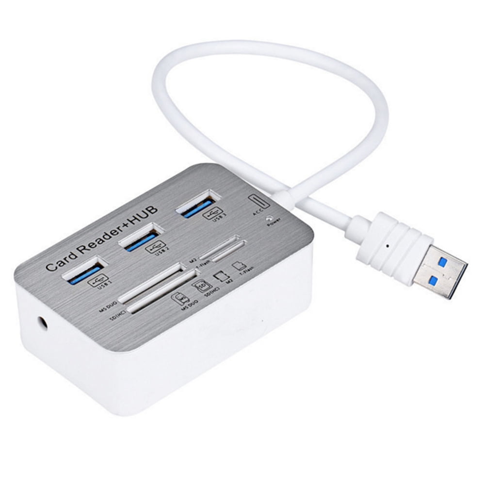 Multi 3 Port USB 2.0 Hub MS SD M2 TF Multi-In-1 Memory Card Reader Adapter US 