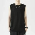 thumbnail image 1 of pstuiky Camisetas sin mangas para hombre, Camisola deportiva informal de cuello redondo y alta elasticidad de color liso para hombre Tops elegantes para mujer xxl, 1 of 7