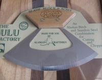 Knife 6" and Cutting Board/ Bowl Set - Ulu - Birch Colored Wood