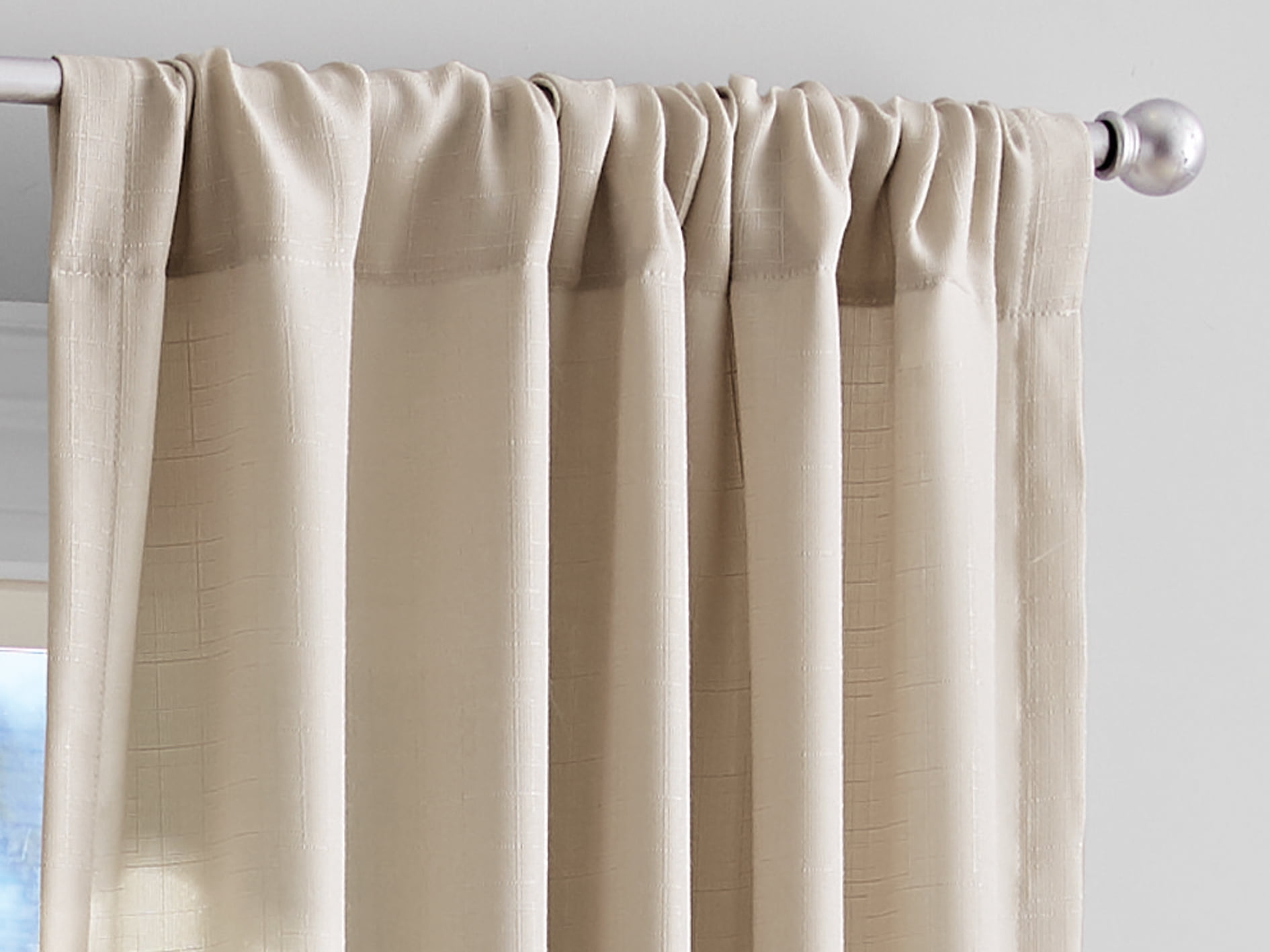 Mainstays Tille Light Filtering Curtain Panel Pair, Set of 2, Beige, 37"W x 84"L