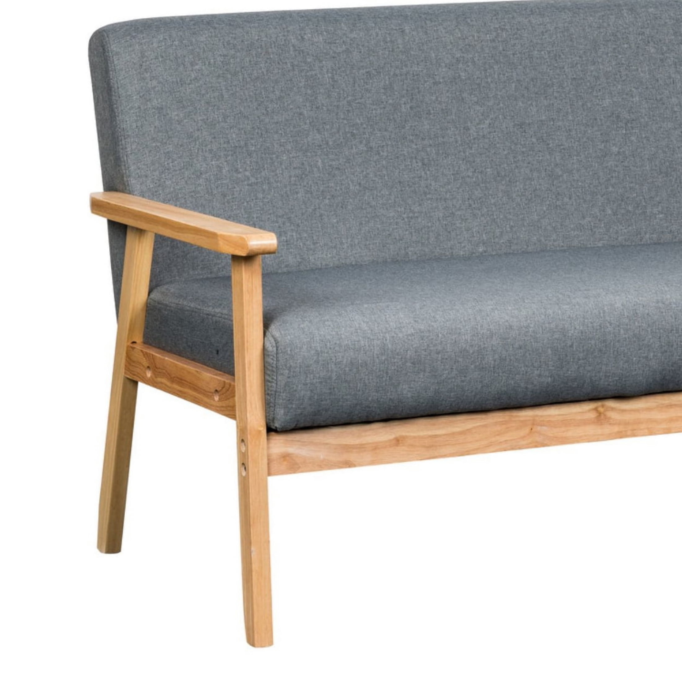 Lilola Bahamas Gray Linen Fabric Loveseat with Solid Wood Frame