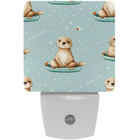 PhooArto Sea Otter Dots Pattern Plug in LED Night Light Auto Sensor Dusk to Dawn Decorative Night for Bedroom, Bathroom, Kitchen, Hallway, Stairs, Baby's Room, Energy Saving
