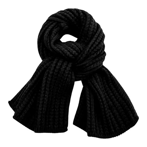 Bosanter Scarf for Women Cozy Scarves for Women Warm Women's Ribbed Knit Scarf Cold Weather Thick Warm Cable Knit Wraps Chunky Soft Long Scarves, Black