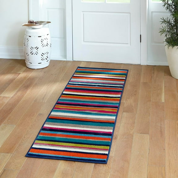 Unique Loom Azalea Collection Area Rug - Glenn (2' 11" x 12' Runner Multi/Navy Blue)