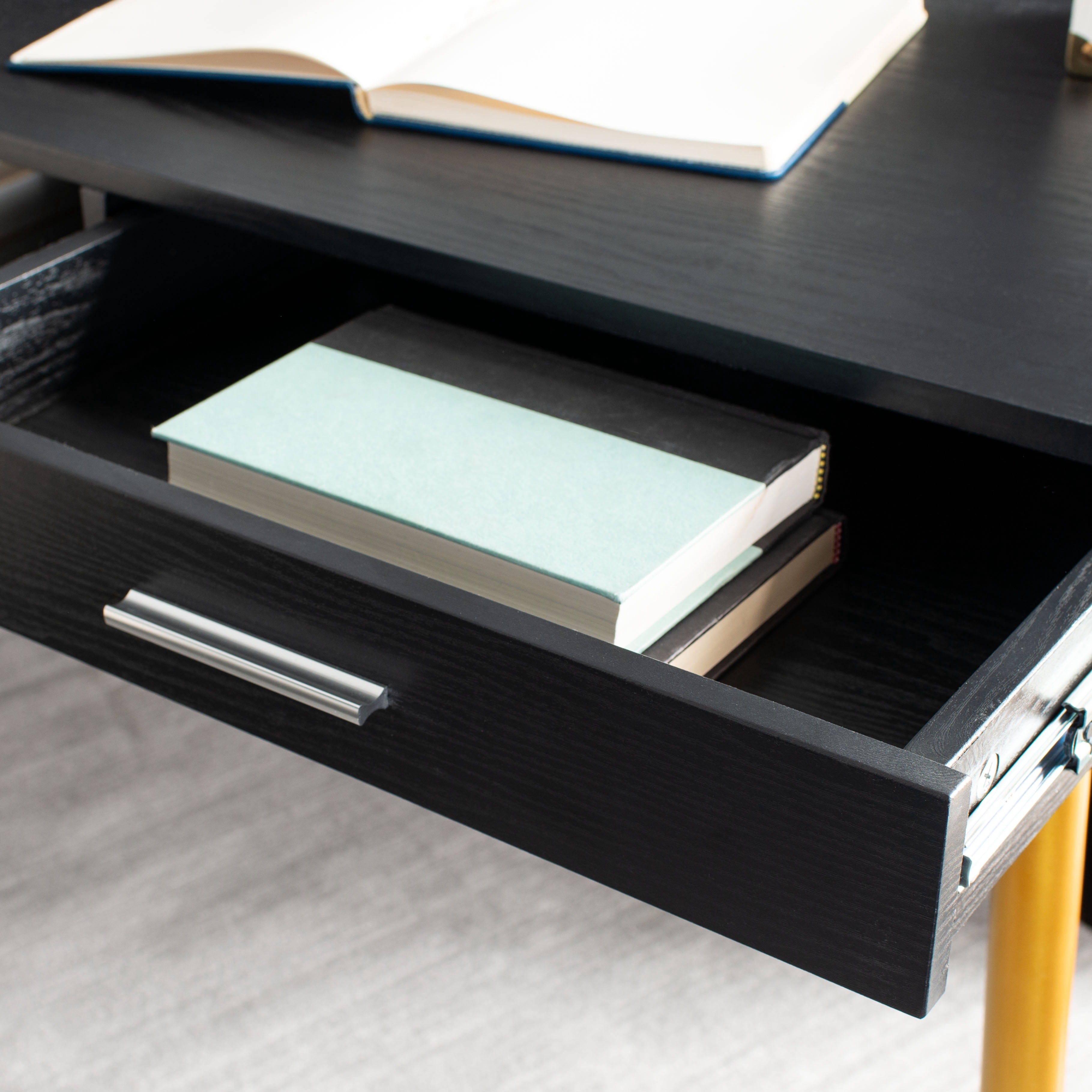 SAFAVIEH Jorja Contemporary Black/Gold 1-Drawer Writing Desk (43.3 in. W x 19.7 in. D x 29.7 in. H)