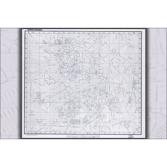 24"x36" Gallery Poster, cia map of Leningrad saint petersburg russia 1971