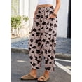 thumbnail image 6 of Chiclily Women's High Waisted Palazzo Pants Casual Loose Wide Leg Trousers with Pockets Drawstring Flowy Pants, Artistic Black Floral Size M, 6 of 7