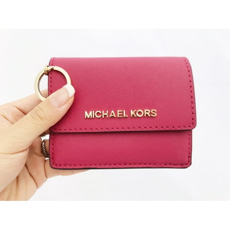 Michael Kors - Michael Kors Jet Set Card Holder Key Ring Chain ID Lipstick Pink Wallet - 0