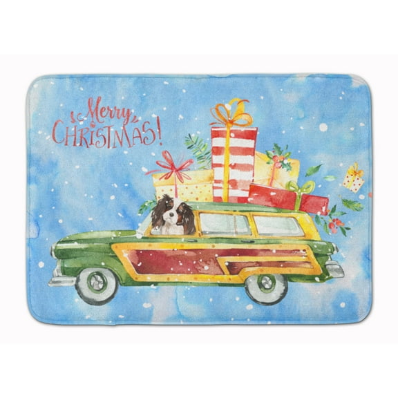 Carolines Treasures CK2440RUG Merry Christmas Tricolor Cavalier Spaniel Machine Washable Memory Foam Mat 19 X 27"