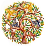 Global Crafts Green Tree Of Life With Flock Birds Haitian Steel Drum Wall Art Miscellaneous