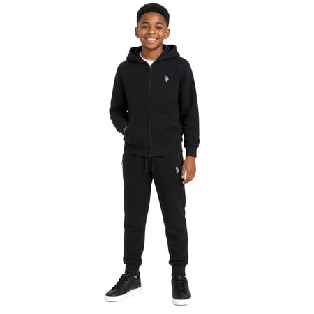 U.S. Polo Assn. Boys Fleece Jogger Pant Zip Pocket, Sizes 4-18