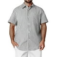 thumbnail image 3 of CYiJun Striped Shirts for Men,Men's Button Down Short Sleeve Casual Shirt Summer Business Casual Dress Shirt, 3 of 8